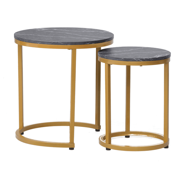 Přístavný stolek HULO černý mramor/zlatá
