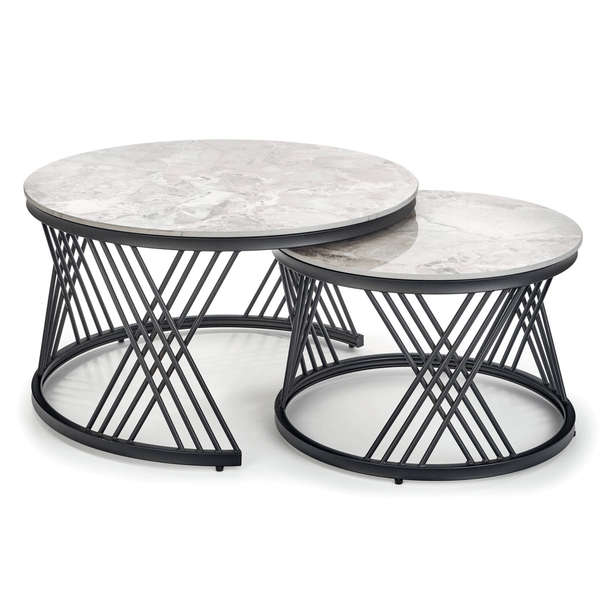 Konferenční stolek FLOMANGU šedý mramor/černá