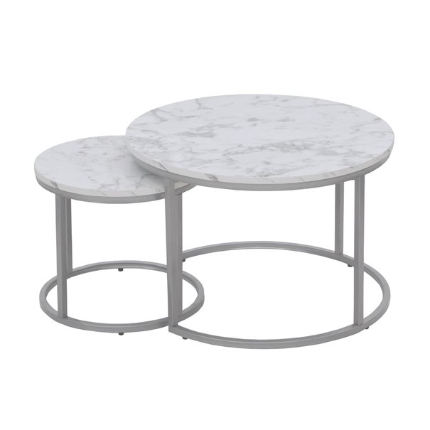 Konferenční stolek POULO mramor/stříbrná